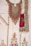 Off White Crepe Unstitched Salwar Suit With Georgette Dupatta