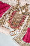 Off White Crepe Unstitched Salwar Suit With Georgette Dupatta