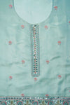 Sky Blue Crepe Tissue Unstitched Salwar Suit With Tissue Dupatta