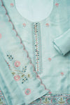 Sky Blue Crepe Tissue Unstitched Salwar Suit With Tissue Dupatta