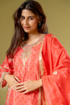 Coral Chinon Readymade Sharara Set With Chinon Dupatta