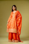 Orange Georgette Readymade Suit And Palazzo With Georgette Dupatta