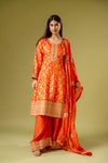 Orange Georgette Readymade Suit And Palazzo With Georgette Dupatta