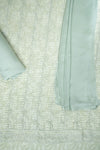 Pista Cotton Unstitched Salwar Suit With Chiffon Dupatta