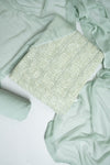 Pista Cotton Unstitched Salwar Suit With Chiffon Dupatta