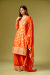 Orange Georgette Readymade Suit And Palazzo With Georgette Dupatta