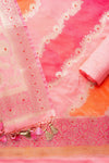 Gajari Banarasi Silk Unstitched Salwar Suit With Silk Dupatta