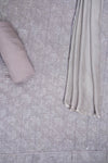 Matelic Grey Cotton Unstitched Salwar Suit With Chiffon Dupatta