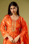 Orange Georgette Readymade Suit And Palazzo With Georgette Dupatta