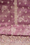 Garnet Organza Unstitched Salwar Suit With Chiffon Dupatta