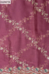 Garnet Organza Unstitched Salwar Suit With Chiffon Dupatta