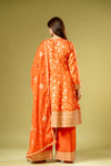 Orange Georgette Readymade Suit And Palazzo With Georgette Dupatta
