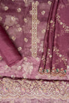 Garnet Organza Unstitched Salwar Suit With Chiffon Dupatta