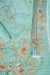 Tea Green Crepe Unstitched Salwar Suit With Chinon Dupatta