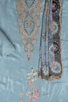 Grey Crepe Unstitched Salwar Suit With Crepe Dupatta