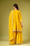Mustard Georgette Readymade Suit And Palazzo With Georgette Dupatta