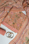 Copper Crepe Unstitched Salwar Suit With Crepe Dupatta