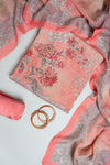 Gajari Crepe Unstitched Salwar Suit With Chinon Dupatta