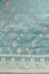 Grey Banarasi Silk Unstitched Suit Salwar With Silk Dupatta