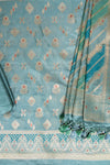 Grey Banarasi Silk Unstitched Suit Salwar With Silk Dupatta