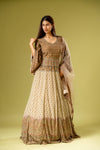 Tussar Crepe Readymade Suit With Net Dupatta