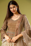 Tussar Crepe Readymade Suit With Net Dupatta