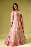 Gajari Georgette Readymade Suit With Net Dupatta