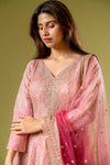 Gajari Georgette Readymade Suit With Net Dupatta