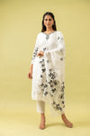 Off White Cotton Readymade Suit And Pant With Cotton Dupatta