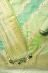 Pista Banarasi Silk Unstitched Salwar Suit With Silk Dupatta