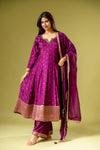 Garnet Dola Readymade Suit And Palazzo With Organza Dupatta