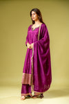Garnet Dola Readymade Suit And Palazzo With Organza Dupatta