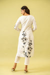 Off White Cotton Readymade Suit And Pant With Cotton Dupatta