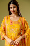 Mustard Crepe Readymade Suit And Palazzo With Crepe Dupatta