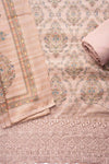 Peach Cotton Unstitched Salwar Suit With Cotton Dupatta