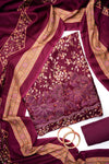 Garnet Pashmina Unstitched Salwar Suit With Pashmina Dupatta