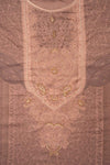 Brown Pashmina Unstitched Salwar Suit With Pashmina Dupatta