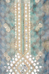 Bluish Grey Organza Unstitched Salwar Suit With Organza Dupatta