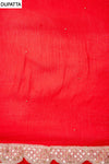 Red Chinon Unstitched Salwar Suit With Chiffon Dupatta