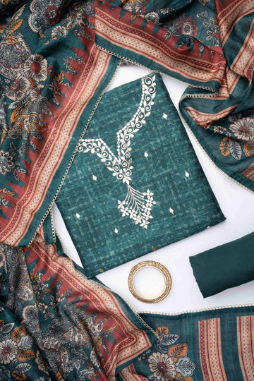 Rama Cotton Unstitched Salwar Suit With Cotton Dupatta