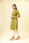 Mehndi Floral Printed Cotton Readymade Long Kurta