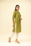 Mehndi Floral Printed Cotton Readymade Long Kurta