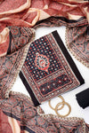 Black Cotton Unstitched Salwar Suit With Cotton Dupatta