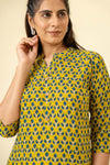 Mehndi Floral Printed Cotton Readymade Long Kurta