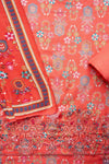 Coral Pashmina Unstitched Salwar Suit With Pashmina Dupatta