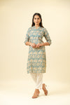 Rama Floral Printed Cotton Readymade Long Kurta