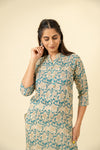 Rama Floral Printed Cotton Readymade Long Kurta