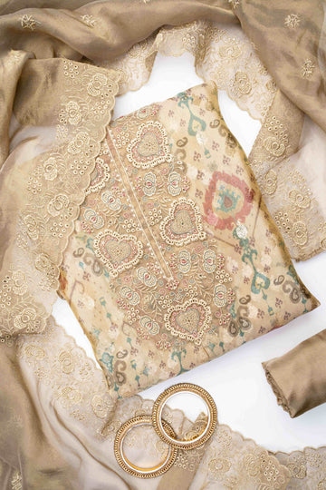 Tussar Tissue Unstitched Salwar Suit With Tissue Dupatta