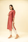 Maroon Digital Printed Cotton Readymade Long Kurta