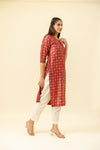 Maroon Digital Printed Cotton Readymade Long Kurta